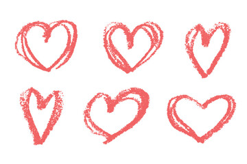 Set of simple hand drawn heart drawing illustration Scribble heart doodle Love clipart Single element for print, web, design, decor