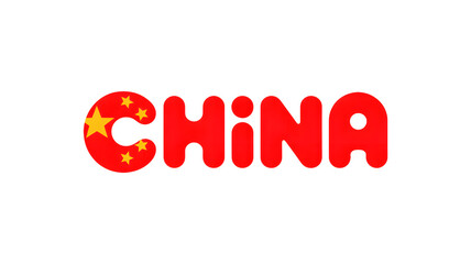 Vibrant "CHINA" text with national flag stars graphic design