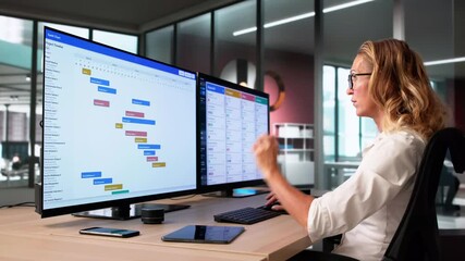 Project Manager Analyzing Gantt Chart - Powered by Adobe