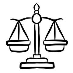Scale balance justice law court outline illustration