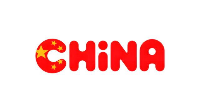 Vibrant "CHINA" text with national flag stars graphic design