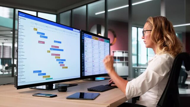 Project Manager Analyzing Gantt Chart