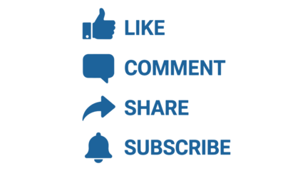 Engage your audience with like, comment, share and subscribe icons set