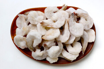 Frosted shrimps preserved for cooking