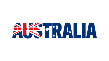 Bold 'AUSTRALIA' text featuring the national flag and stars