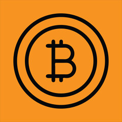 Bold Bitcoin Symbol in Orange Circle – Cryptocurrency Icon