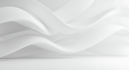 Obraz premium Minimal White Abstract 3D Background with Curved Geometric Shapes and Soft Shadows