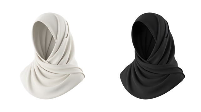 Elegant black and white hijabs for modest fashion design, versatile styling