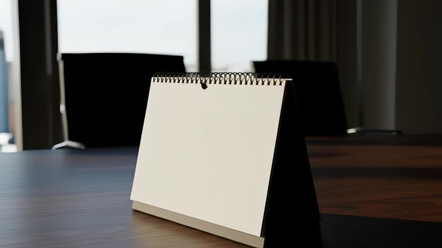 Blank calendar on a boardroom table, ideal for meetings and scheduling events