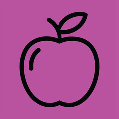 Bold Apple Icon on Magenta Background – Minimal Vector Fruit Illustration