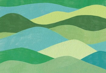 Obraz premium hand drawn nature watercolor green mountain background illustration