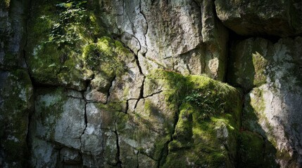 Rocky wall with moss