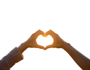 Silhouette of Hands Forming Heart with Glow Isolated on Transparent Background PNG
