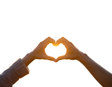 Silhouette of Hands Forming Heart with Glow Isolated on Transparent Background PNG