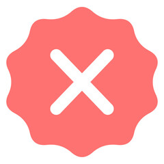 Obraz premium A simple, bold red cross symbol on a pink background, indicating a negative or incorrect status
