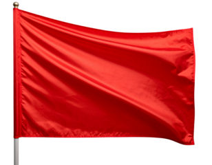 Silk Red Banner Curved in Wind, Side Angle with Highlights, isolated on transparent background PNG