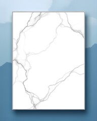A square white marble frame floating over a minimalist blue mountain silhouette. An elegant and natural background for luxury branding or quotes.