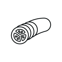 Cucumber icon in clean outline for farm produce, diet, and wellness visuals.