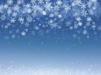 Fototapeta premium Snowflakes falling on a blue background