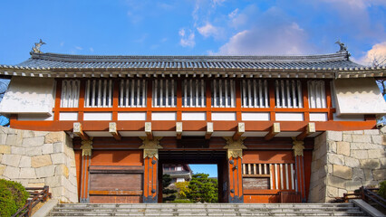 Scenic view of Fushimi Momoyama Castle with beautiful foliage in autumn in Kyoto, Japan