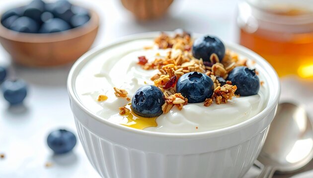 베리와 그래놀라를 올린 그릭 요거트 볼 Greek Yogurt Bowl with Berries and Granola