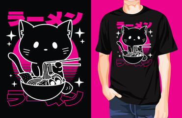 Ramen retro cat t-shirt design © Nur