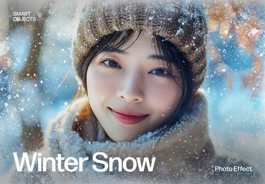 Winter Snow Photo Effect Template & Falling Snow Overlay Filter for Frosty Photos