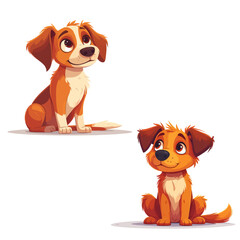 2匹の茶色い子犬セット