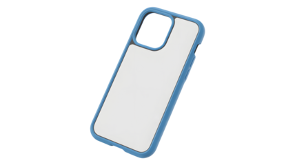 Sleek phone case with blue trim offers modern protection for mobile device