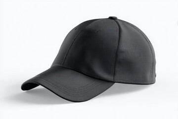 Fototapeta premium Stylish Black Baseball Cap with Curved Brim and Textured Fabric