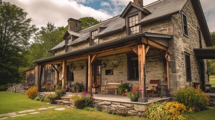 Decorative background board with elegant autumnal theme featuring pumpkins, red berries, autumn leaves,