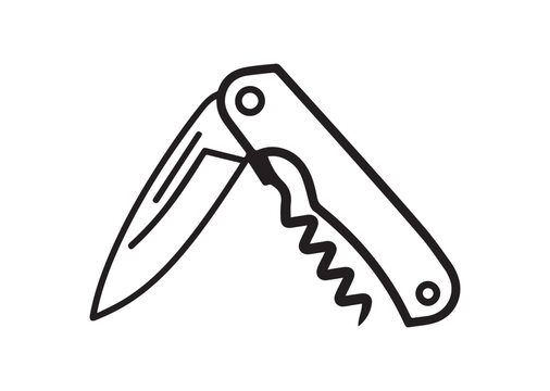 black pocket knife with corkscrew clip art preview