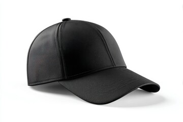 Fototapeta premium Black Cap with Curved Brim on Isolated White Background