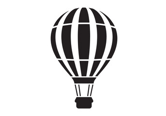 Fototapeta premium hot air balloon floating with a small cloud nearby silhouette solid black vector