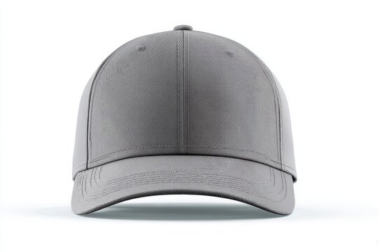 Blank Gray Baseball Cap Isolated on White Background for Mockup Use