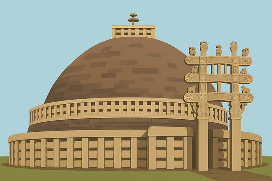 Sanchi Stupa Vector Art
