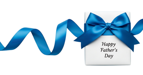 White Gift Box With Blue Ribbon and Father's Day Message