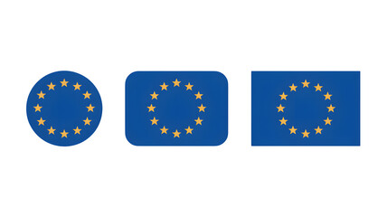 European Union flags in circle square and rectangular shapes for web design