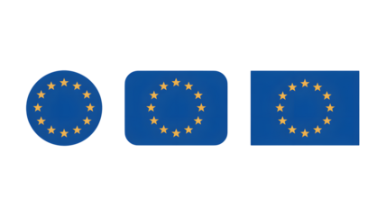 European Union flags in circle square and rectangular shapes for web design