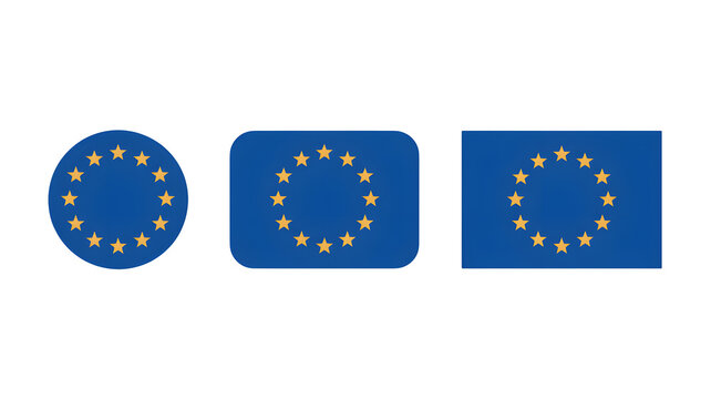 European Union flags in circle square and rectangular shapes for web design