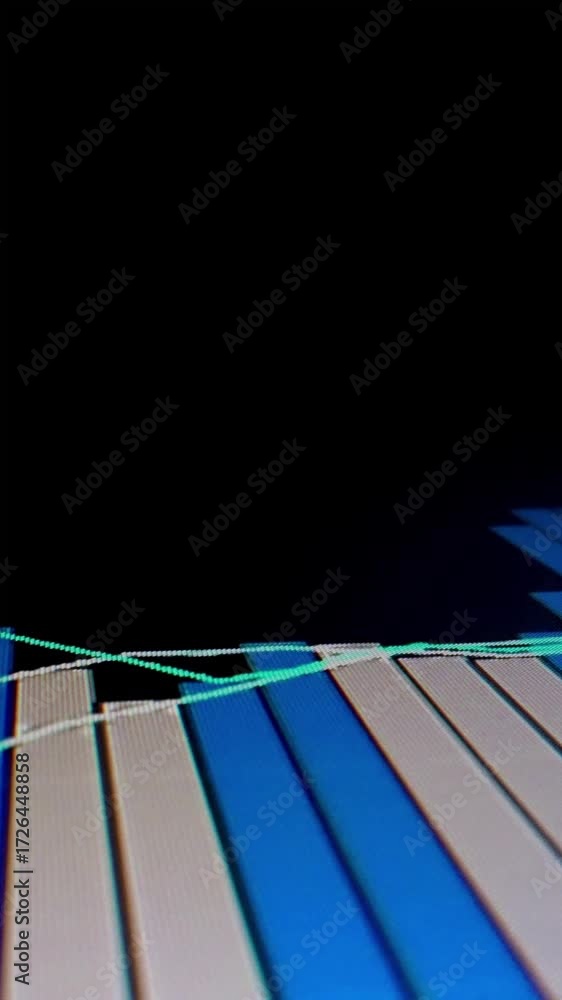 Aufkleber closeup macro shot movement of stock graph displayed on led screen showing growth chart as economic 
