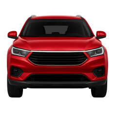 Fototapeta premium Strikingly new red luxury sports car model in motion, showing front design with a prominent headlight and wheel, suggesting speed and transportation