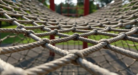 Rope net play structure close up