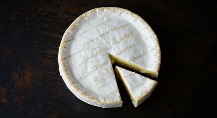 Round cheese slices on dark surface
