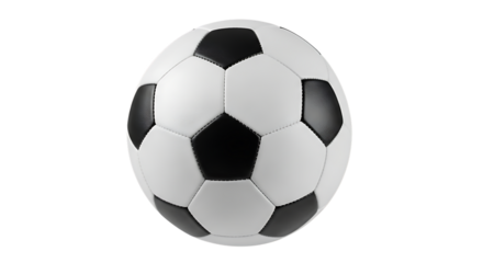 Classic black and white soccer ball on a black background