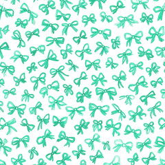 Mint Green Watercolor Bow Pattern Seamless Design for Backgrounds