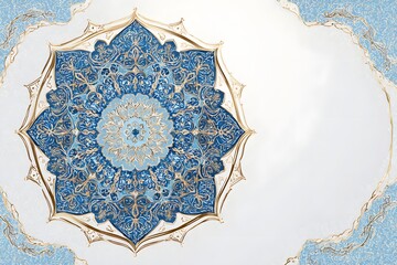 Intricate blue gold mandala pattern image