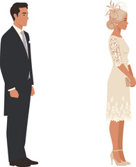  Stylishly Dressed Couple Attending a Formal Event, Wedding, or Party.