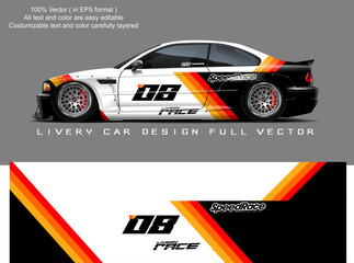 car livery design vector. Graphic abstract stripe racing background designs for wrap