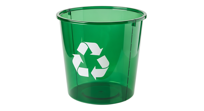 Green Transparent Plastic Recycling Bin with Symbol